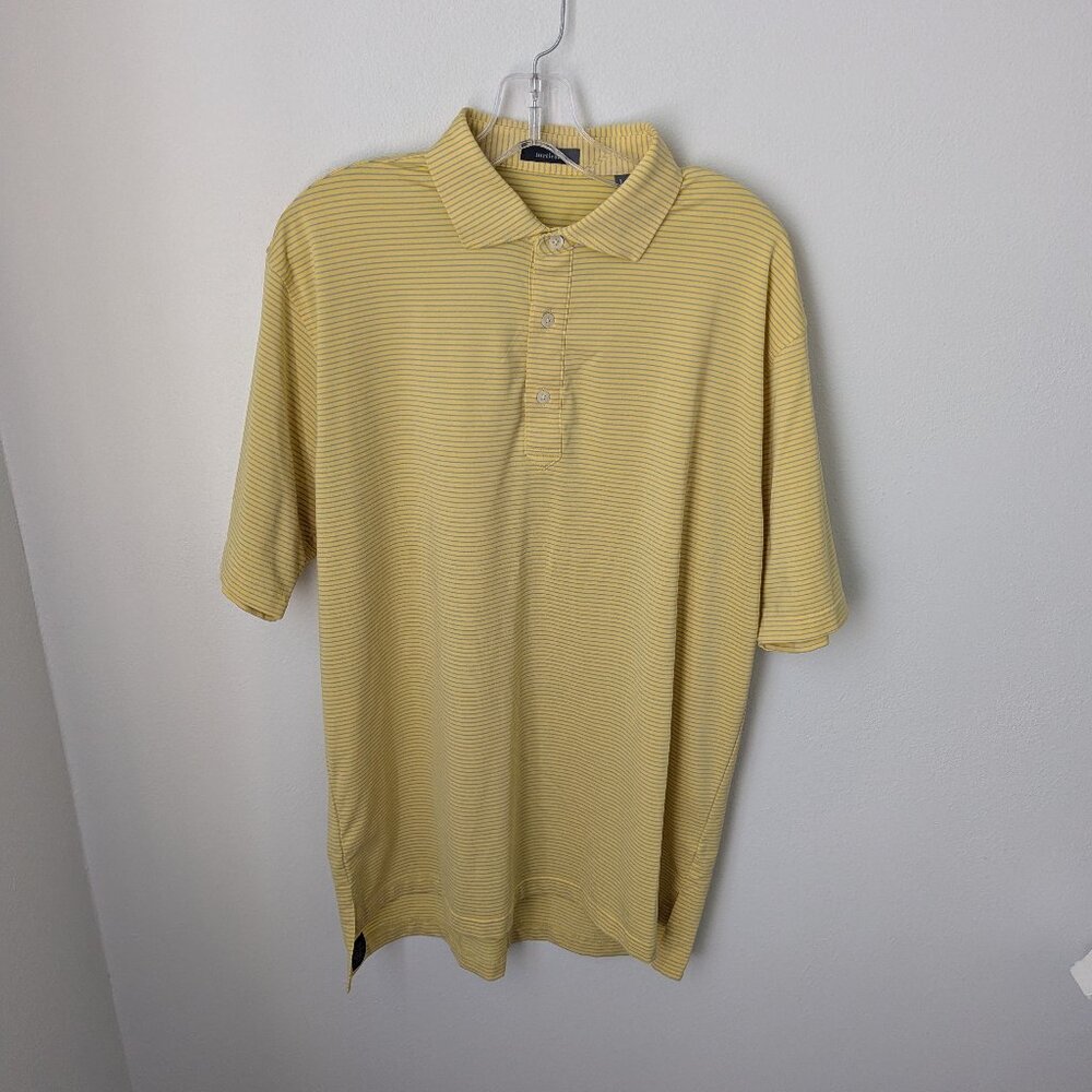 Turtleson Men's Yellow Striped Short Sleeve Polo, Large